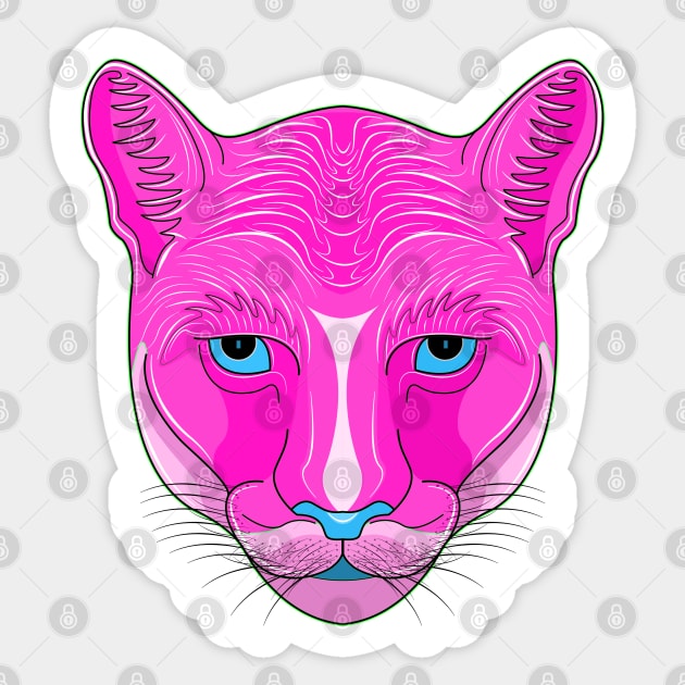 pinky cougar face Sticker by dwalikur